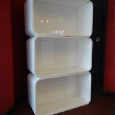 3 PC MODERN WHITE ENAMEL STACKING BOOKCASES