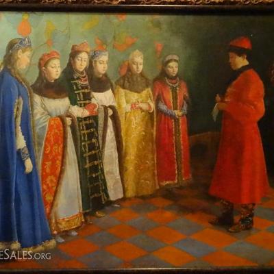 RUSSIAN OIL ON BOARD PAINTING, SIGNED