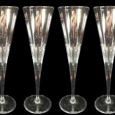 SET OF 6 TIFFANY AND CO. CRYSTAL CHAMPAGNE FLUTES