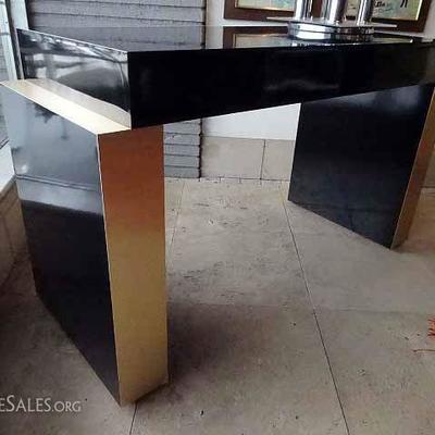 MODERN DESIGN CONSOLE TABLE OR DESK, METALLIC AND BLACK LAMINATE