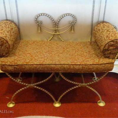 HOLLYWOOD REGENCY STYLE ROPE AND TASSEL FORM BENCH
