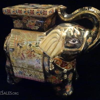 PORCELAIN CHINESE ELEPHANT GARDEN STOOL