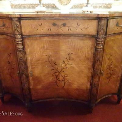 NEOCLASSICAL SIDEBOARD WITH INTRICATELY INLAID SCROLLING VINE DESIGNS