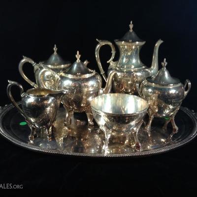 7 PIECE SILVER PLATE TEA SET