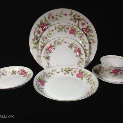 80 PC REGAL CHINA SERVICE, SPRING TINE PATTERN WITH ROSES