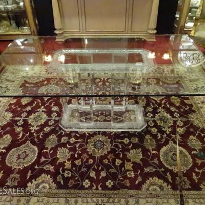 VINTAGE LUCITE DINING TABLE WITH ICE CRYSTAL MOTIF