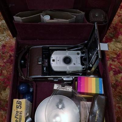 Vintage Polaroid Camera with Extras and Case