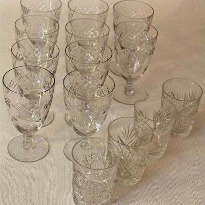 crystal goblets, fancy whiskey glasses