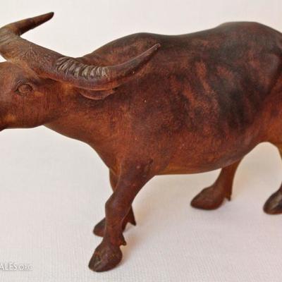 carved wood water buffalo