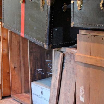 travel trunks, wood shipping crates, and wood trunks used by the Admiral and the Captain during their years in the U.S. Navy