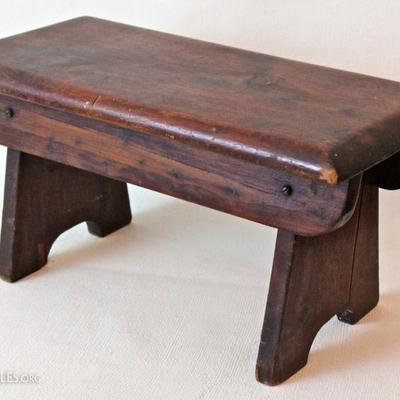 petite antique wood stool