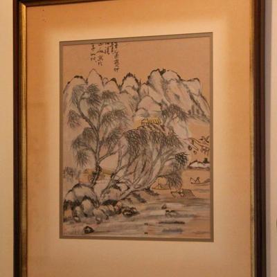 set of 4 vintage Chinese watercolor paintings