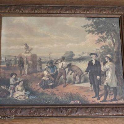 George Washington the Farmer, hand colored lithograph
