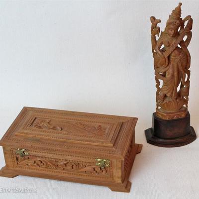 sandalwood box and carved figure