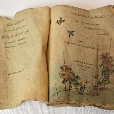 1891 crepe paper Japanese poetry book, Japanese Jingles 
