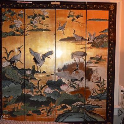 Vintage Japanese Gold Leaf Hand Carved Screen....gorgeous!
