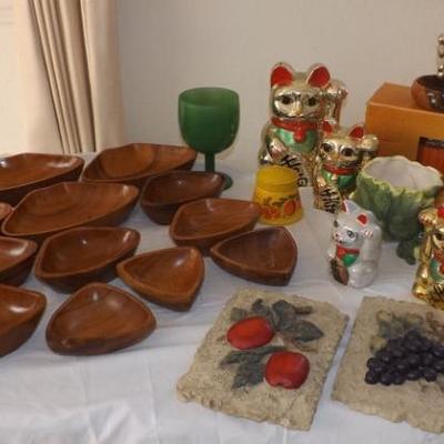 ECT019 Wooden Bowls, Lucky Cats, Oriental Planters, Candles, & More!