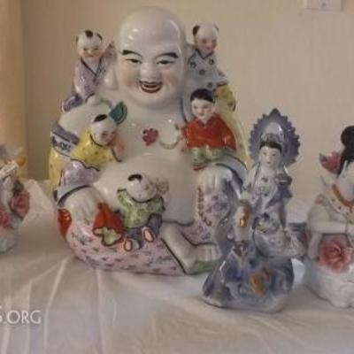 ECT014 Chinese Porcelain Buddha & Women Figurines