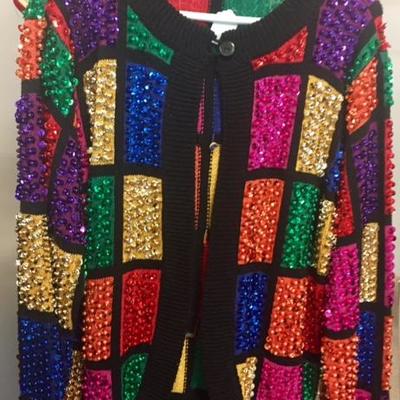 Beaded Colorful New Vintage Cardigan in Jewel Tones