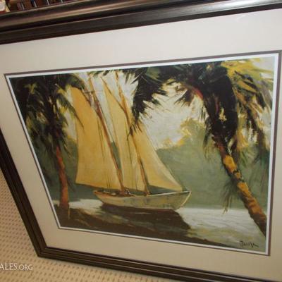 Framed print of sailboats $175