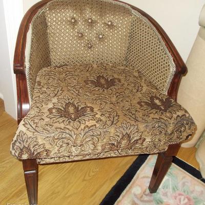 Upholstered barrel back chair $85
25 X 26 X 28