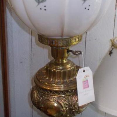 Old globe lamp with brass base $112