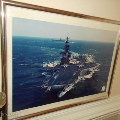 Framed photo of military carrier $38