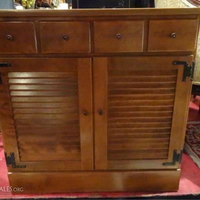 2 ETHAN ALLEN CHESTS, SOLID MAPLE AND BIRCH, ONE WITH 4 DRAWERS, ONE WITH LOWER 2 DOOR CABINET, VERY GOOD GENTLY USED CONDITION, EACH...