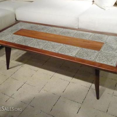 MID CENTURY DANISH MODERN TILE TOP COFFEE TABLE