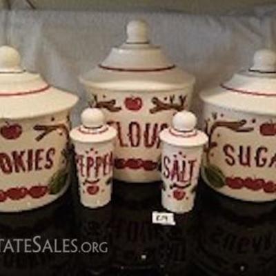 Vintage Cleminsons Hand Painted Canister Set