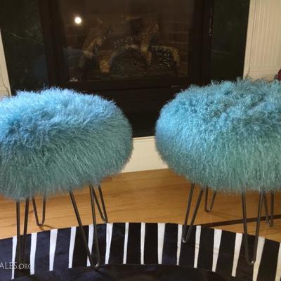 MCM style fuzzy aqua stools
