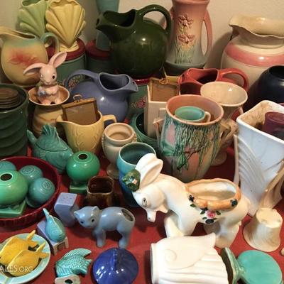 CAN YOU BELIEVE THIS COLLECTION!?!? MANY Hall, McCoy, Roseville Vases, Dishes, S & P's,,,,