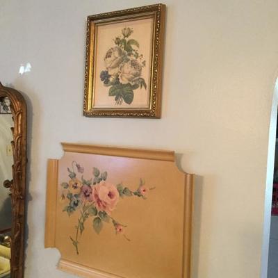 Vintage hand painted wood tray