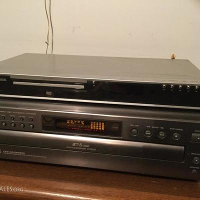 JVC 5 disc CD player and Koss DVD player