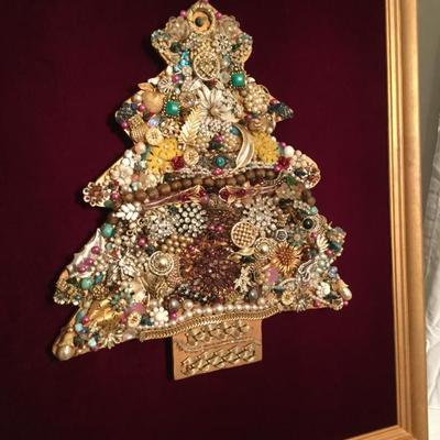 Handmade jewelry lighted tree wall hanging 
