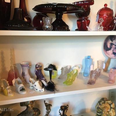 Fenton collectible glass shoes