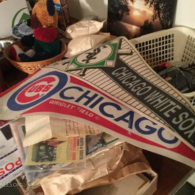 Chicago Cubs and White Sox pennants 