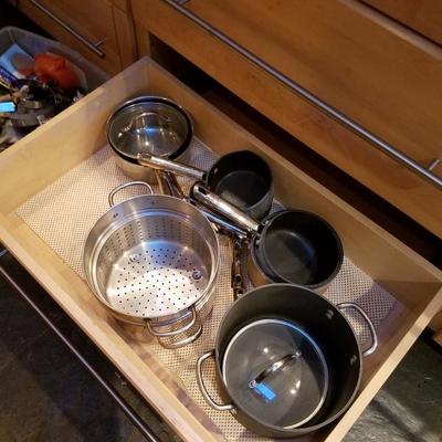 set of pans and pots