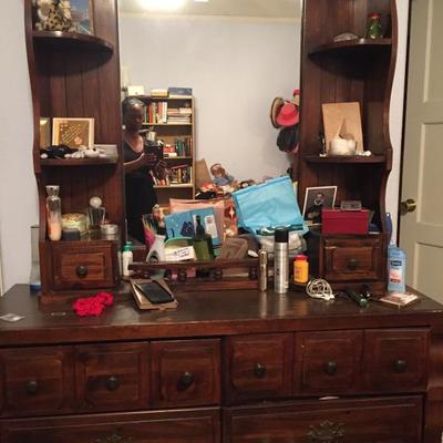 Vintage Dresser has matching corner desk