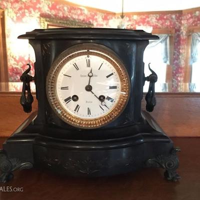 Black Marble Mantle Clock