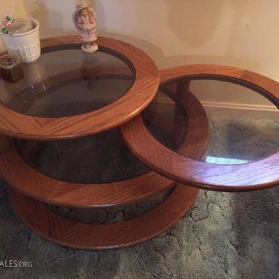 vintage adjustable circular end table