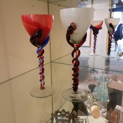 Art glass goblets