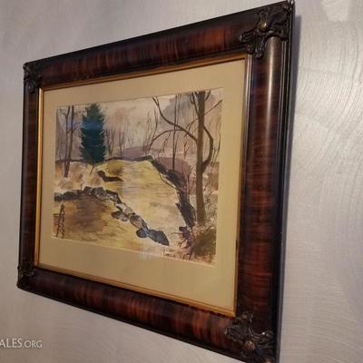 Watercolor by the lady of the house, in antique frame