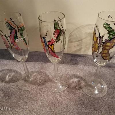 Wine glasses hand-painted with butterflies