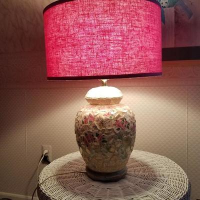 Mosaic  lamp with rose-colored shade