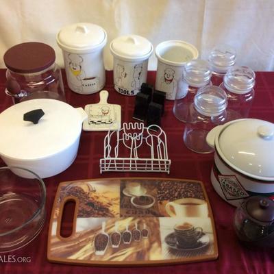 Lot # 22 - Mixed kitchen lot - jars, soup tureen, cannisters $ 20.00