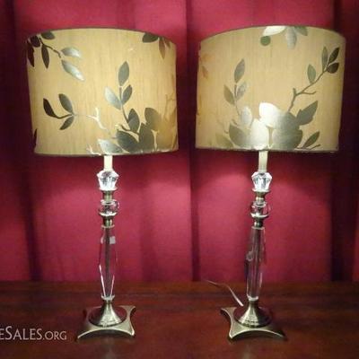 PAIR MODERN CRYSTAL AND METAL TABLE LAMPS