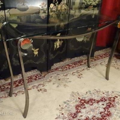METAL AND GLASS CONSOLE TABLE