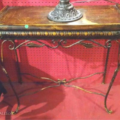 METAL AND WOOD CONSOLE TABLE