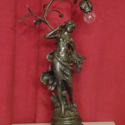 FIGURAL METAL TABLE LAMP IN THE STYLE OF AUGUSTE MOREAU